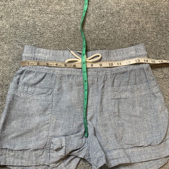 Athleta Shorts Womens 0 Blue Cabo Linen Chambray Elastic Waist Drawcord Pocket - Picture 5 of 11